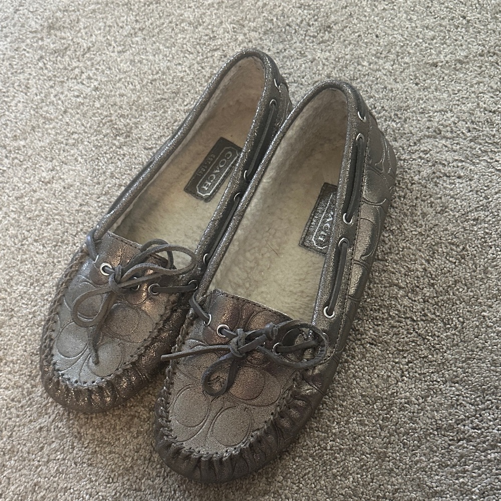 Coach Antonia pewter  Gray Women's Moccasins size 8
